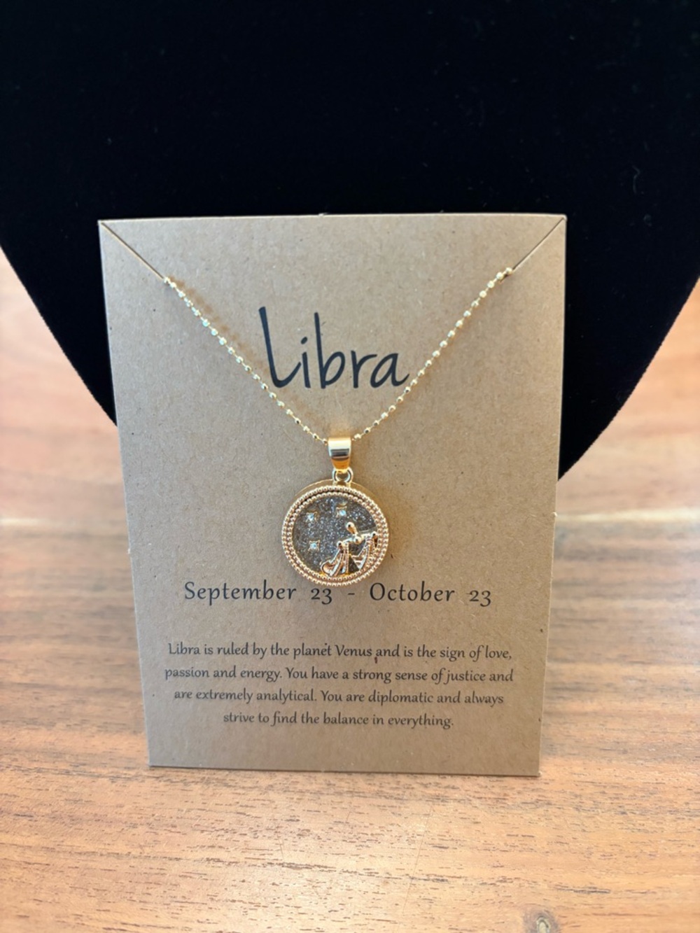 Libra Gold-Tone Zodiac Necklace - Libra Pendant
